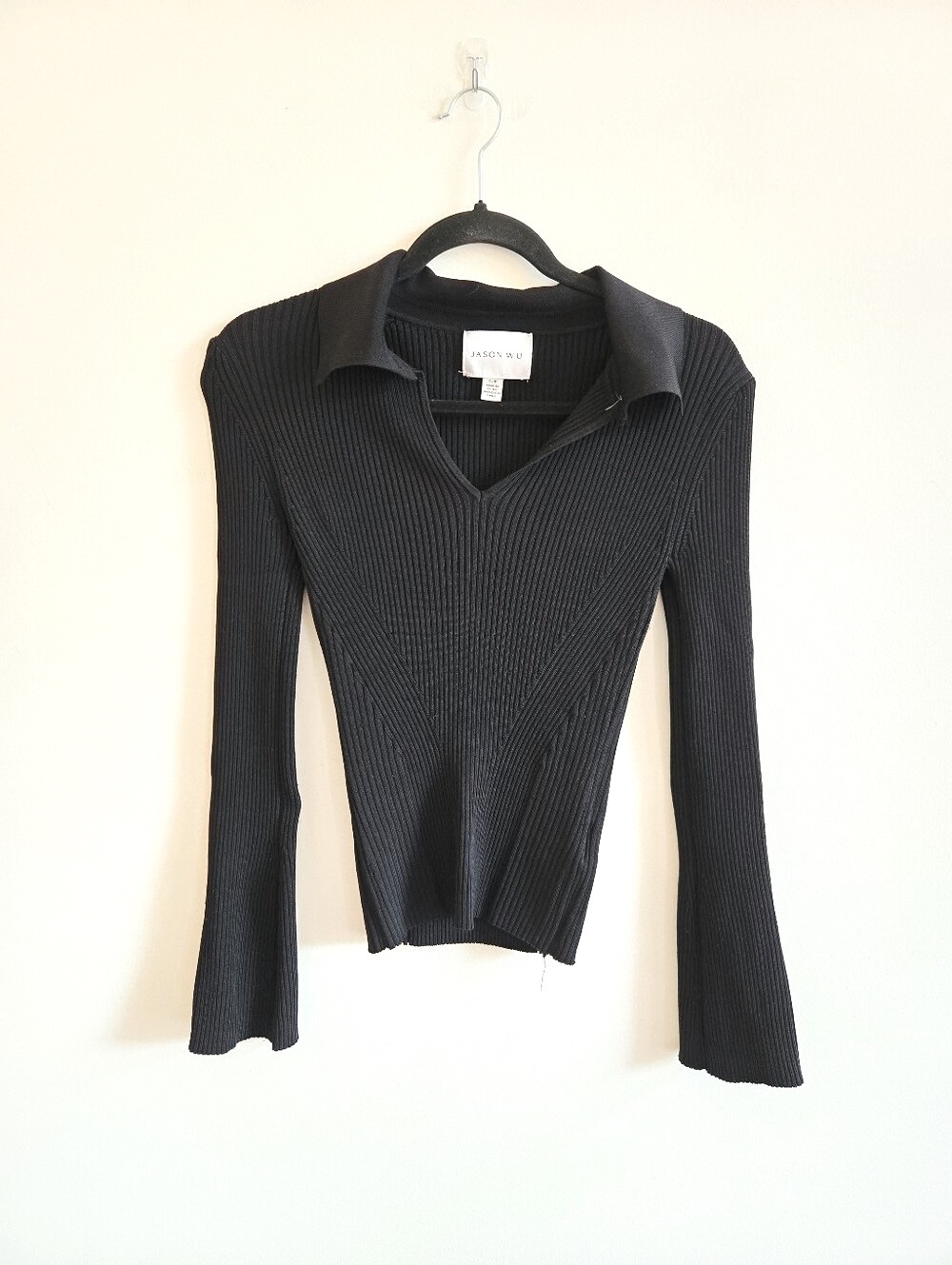 JASON WU I S Ribbed Polo Sweater I black
